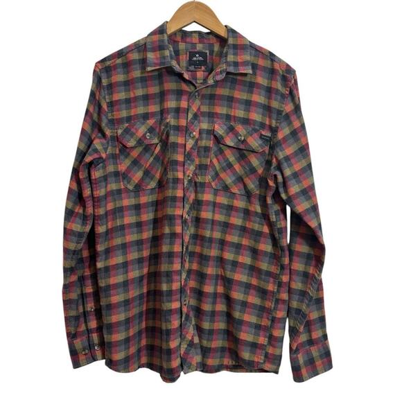 Rip Curl Men Small Plaid Long Sleeve Two Front Pockets Flannel Casual Surf Beach - Picture 1 of 7